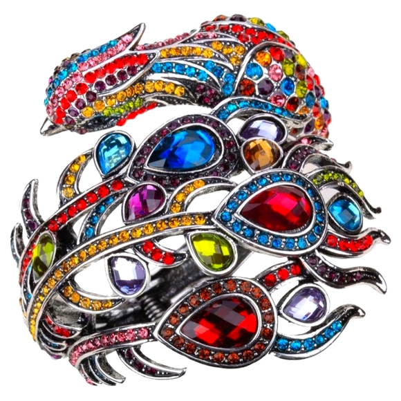 Jewelry - Women's Hinged Large Peacock Bracelet
